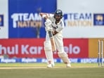India's Devdutt Padikkal plays a shot during the second day of the first Test cricket match between Sri Lanka and India in Galle