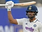 India's Dhruv Jurel celebrates his half-century on Day 2 of the first Test against Sri Lanka at the Galle International Stadium on Sunday. (AFP)