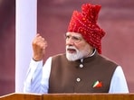 Prime Minister Narendra Modi addresses the nation during the 8oth Independence Day celebrations, at Red Fort, in New Delhi.