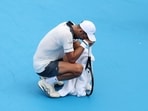 Novak Djokovic of Serbia reacts during a match on day five of the Cincinnati Open at Lindner Family Tennis Center on August 15, 2026 