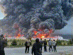 Visuals show huge columns of black smoke billowing into the sky after a Ukrainian drone strike sparked a fire at a Wildberries warehouse in Podolsk,