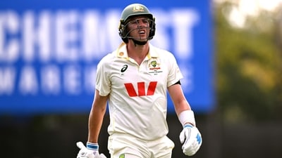 Australia's batsman Pat Cummins walks off after his dismissal. (AFP) Australia's batsman Pat Cummins walks off after his dismissal. (AFP)