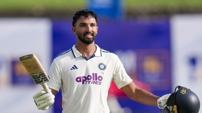 Galle: India's Devdutt Padikkal celebrates his century. (PTI) Galle: India's Devdutt Padikkal celebrates his century. (PTI)