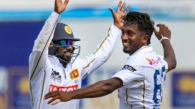 Debutant Keshara Nuwantha took three wickets on day two. (PTI) Debutant Keshara Nuwantha took three wickets on day two. (PTI)