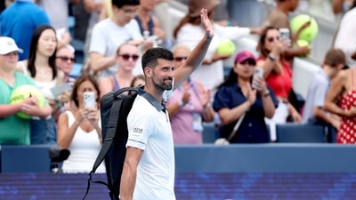 Novak Djokovic of Serbia leave the court after losing to Thiago Agustin Tirante of Argentina during day 5 of the Cincinnati Open (Getty Images via AFP)