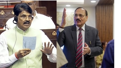 BCI chairman Manan Kumar Mishra (L) on Saturday apologised over the enrollment move after CJI Surya Kant (R) slammed the Bar Council.