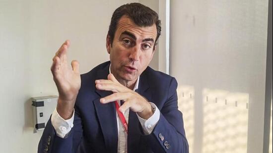 Formula E co-founder Alberto Longo during a media interaction in London. (PTI)