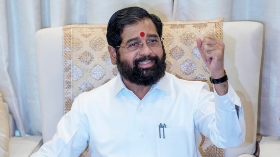 Maharashtra deputy chief minister Eknath Shinde addresses a press conference, in New Delhi, on July 15, 2026. Here's a peek inside his fitness routine. (PTI)