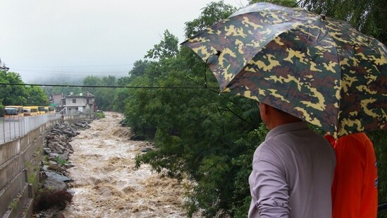 Heavy rains lash parts of Himachal Pradesh as the state faces widespread monsoon-related disruptions. (PTI)
