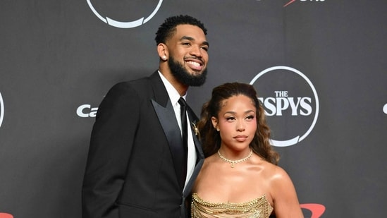 US basketball player Karl-Anthony Towns and US model and socialite Jordyn Woods attend the 2026 ESPY Awards at the David H. Koch Theater at Lincoln Center in New York.