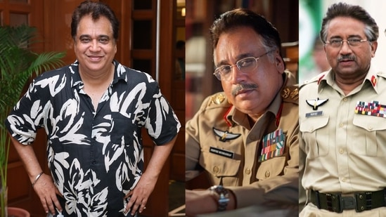 Actor Manu Rish Chadha; the actor as General Pravez Musharraf and real pix of ex-Pakistan president Gen Musharraf