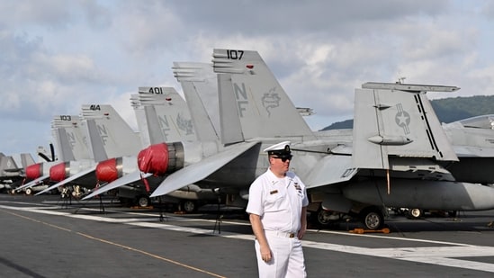 Unverified USS George Washington photos raise questions about ship conditions, while its long overhaul highlights wider US Navy maintenance pressures.. (Photo by Nhac NGUYEN / AFP)