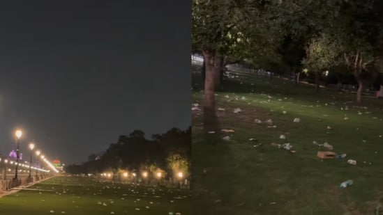 A man highlighted garbage near India Gate in a video, raising concerns over cleanliness at the iconic landmark.