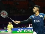 Ayush Shetty in action against Shi Yu Qi on Monday. (BWF)