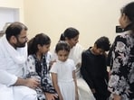 One of the photographs of the visit shared by MLA Pallavi Patel in which she is seen with Atiq’s family members. (Sourced)