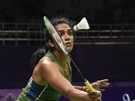 PV Sindhu in action against Ireland's Noble Sophia during their BWF World Championships match on Monday. (PTI)