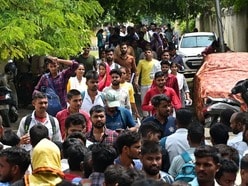 యూజీసీ నెట్ పరీక్షా కేంద్రం వద్ద దృశ్యం..