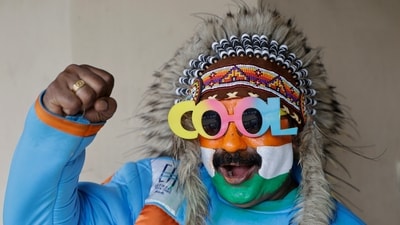 Indian cricket fan Sugumar Kumar at the venue. (ANI Pic Service) Indian cricket fan Sugumar Kumar at the venue. (ANI Pic Service)