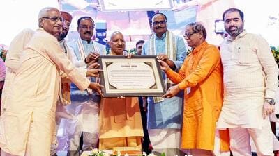 Chief minister Yogi Adityanath during a programme to launch the e-PoS-based fair price shop dealer feedback system in Lucknow on Monday. (ANI PHOTO) Chief minister Yogi Adityanath during a programme to launch the e-PoS-based fair price shop dealer feedback system in Lucknow on Monday. (ANI PHOTO)
