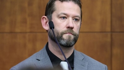 Witness Ian Whiffin, Senior Digital Intelligence Expert at Cellebrite, on the stand during the Lindsay Clancy trial in Plymouth Superior Court, Plymouth, Massachusetts, U.S., August 17, 2026. Clancy is charged with murdering her three young children, Cora, Dawson and Callan, in their Duxbury home in 2013. Greg Derr/Pool via REUTERS (via REUTERS)