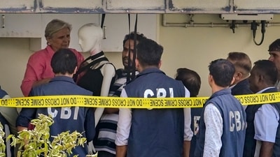 CBI officials during the recreation of the crime scene in Twisha Sharma death case, at the accused Giribala Singh's residence, in Bhopal, Madhya Pradesh, Monday, June 1, 2026. (PTI) CBI officials during the recreation of the crime scene in Twisha Sharma death case, at the accused Giribala Singh's residence, in Bhopal, Madhya Pradesh, Monday, June 1, 2026. (PTI)