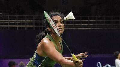 PV Sindhu in action against Ireland's Noble Sophia during their BWF World Championships match on Monday. (PTI)
