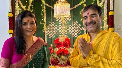 Pankaj Tripathi and his wife Mridula Tripathi.