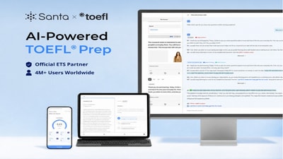 Santa AI TOEFL, an official ETS partner with over 4 million downloads, has launched its app in India and is seeing interest from coaching institutes and education companies. (Photo Courtesy of Santa TOEFL)