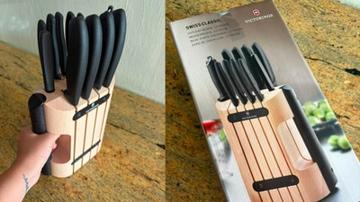 The Victorinox Swiss Classic 12-piece set combines sharp knives, comfortable handles and a beautiful wooden block for everyday cooking. (Hindustan Times) The Victorinox Swiss Classic 12-piece set combines sharp knives, comfortable handles and a beautiful wooden block for everyday cooking. (Hindustan Times)