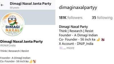Screengrabs of "Dimagi Naxal Party" X and Instagram account (Screengrab/X/Instagram)