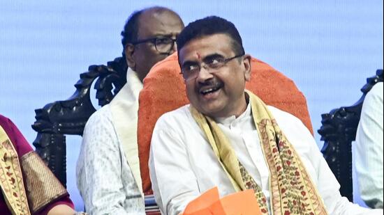 Adhikari visited Purulia, one of Bengal’s most backward districts, to lay the foundation stone of a ₹4,000 crore private steel plant at Raghunathpur. (PTI)