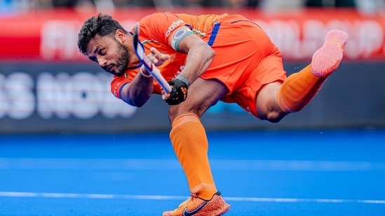 IND vs ENG LIVE Score: Harmanpreet Singh scores the equaliser for India. (X Images)