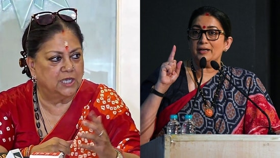 Former Rajasthan chief minister Vasundhara Raje and former Union minister Smriti Irani.
