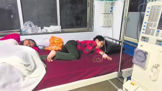 Three of the seven children are currently undergoing treatment in the ICU of Vijayalakshmi Hospital, in Nalasopara. (HT photo)