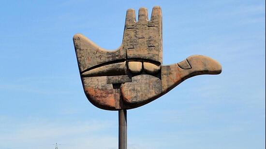 view of open hand in Chandigarh, . File Photo