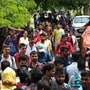 యూజీసీ నెట్ పరీక్షా కేంద్రం వద్ద దృశ్యం..