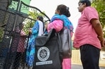 Teams of census officials doing door-to-door house listing and housing surveys under the Census 2027 at Sector 19 in Noida