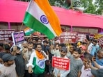 Protesting guest faculties of several universities in Bihar demanded the resignation of Higher Education Minister Sanjay Singh Tiger and Additional Chief Secretary Deepak Kumar.