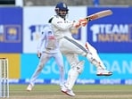 India's Rishabh Pant plays a shot during the fourth day of the first Test cricket match between Sri Lanka and India at the Galle International Stadium