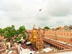 Flower petals showered on devotees at Kashi Vishwanath Dham. (Rajesh Kumar)