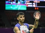 India’s Lakshya Sen after beating Austria’s Collins Valentine Filimon at the BWF World Championships on Tuesday. (Sanchit Khanna/HT)