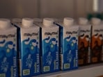 Milky Mist tetra pack shakes are on display for sale inside its outlet in Bengaluru.