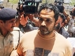Twisha Sharma’s husband Samarth Singh being brought to court by CBI officials in connection with the Twisha Sharma death case, in Bhopal.