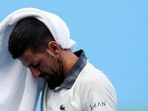 Novak Djokovic (SRB) wipes his head after a point against Thiago Agustín Tirante (ARG) during the Cincinnati Open at Lindner Family Tennis Center