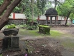 The cemetery, which contains several old graves and a distinctive stone canopy supported by six pillars, had lost its historical identity over the decades. (HT PHOTO)