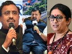 Ram Madhav, Nitin Nabin and Smriti Irani (L to R)