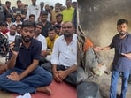Abhijeet Dipke during a sit-in protest with villagers. 