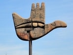 view of open hand in Chandigarh, . File Photo