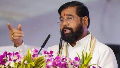 Maharashtra deputy CM Eknath Shinde called out the error made during the event and said that the version played there was not in the approved style. (File Photo/ANI) Maharashtra deputy CM Eknath Shinde called out the error made during the event and said that the version played there was not in the approved style. (File Photo/ANI)