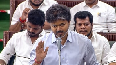 Tamil Nadu chief minister Vijay stepped in to de-escalate the situation. (ANI) Tamil Nadu chief minister Vijay stepped in to de-escalate the situation. (ANI)